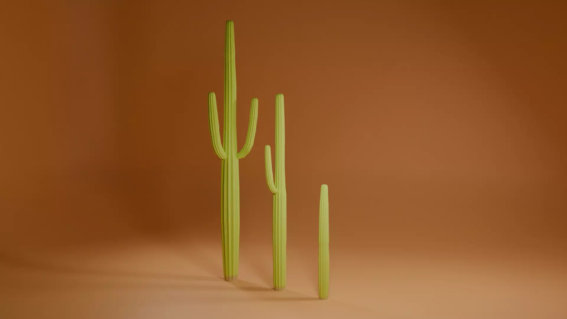 3 cactus low poly Free low-poly 3D model_1