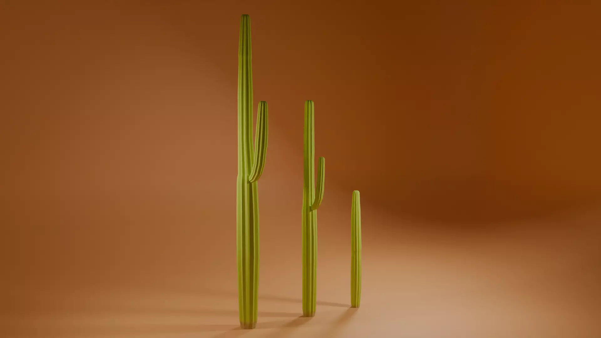 3 cactus low poly Free low-poly 3D model_2