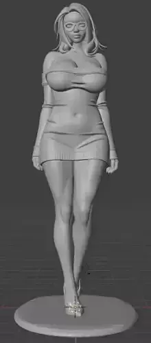 Basic ebony woman monster bob Printable Model for Collectors