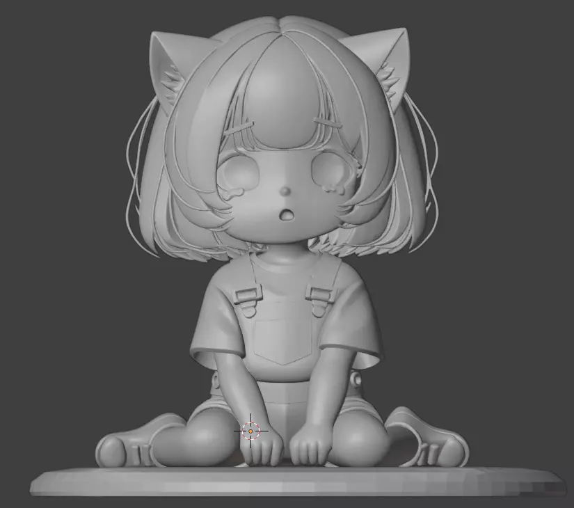 Cry cat Anime Girl Figure STL 3D Printable Model Free 3D print model_1
