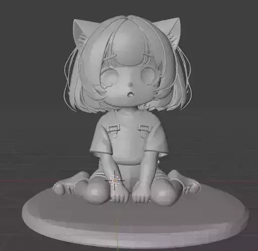 Cry cat Anime Girl Figure STL 3D Printable Model