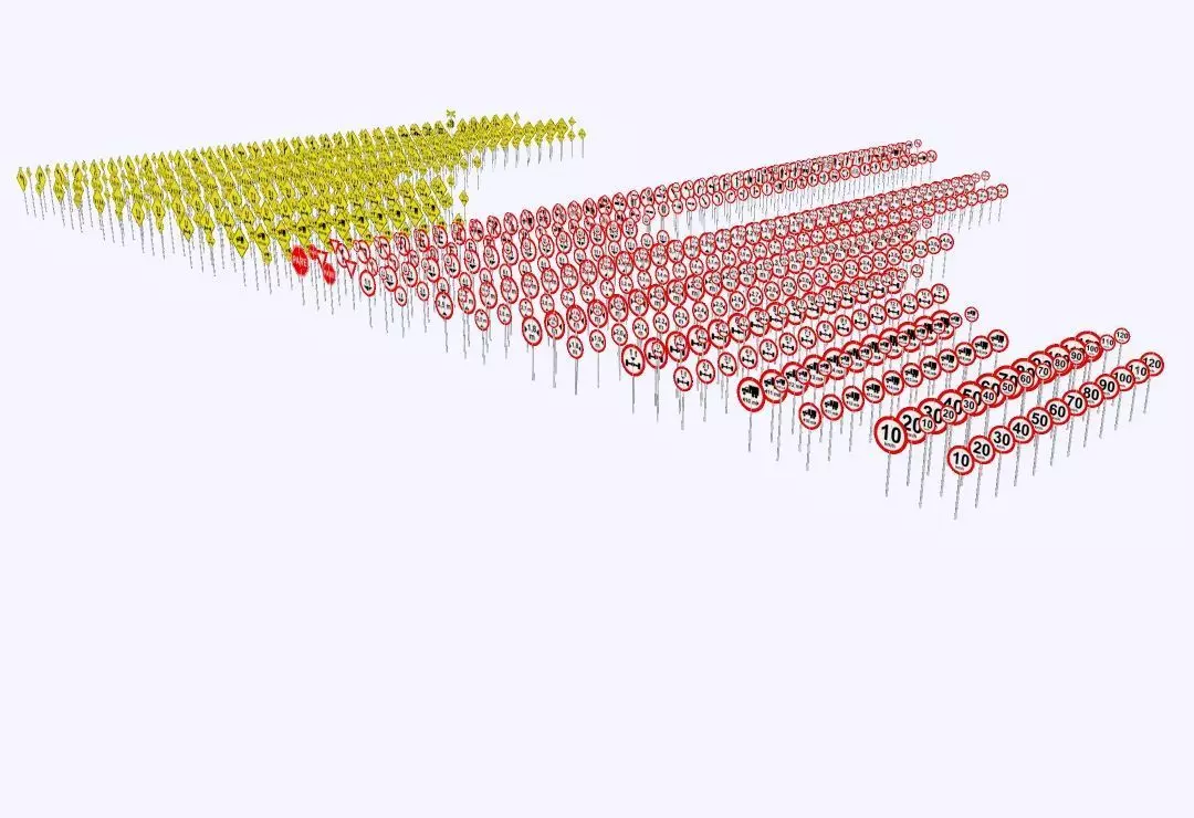 Brazilian Traffic Signs Pack - 892 3D Regulatory e Warning Signs 3D model_2