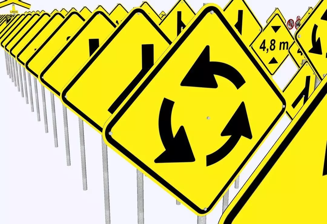 Brazilian Traffic Signs Pack - 892 3D Regulatory e Warning Signs 3D model_4