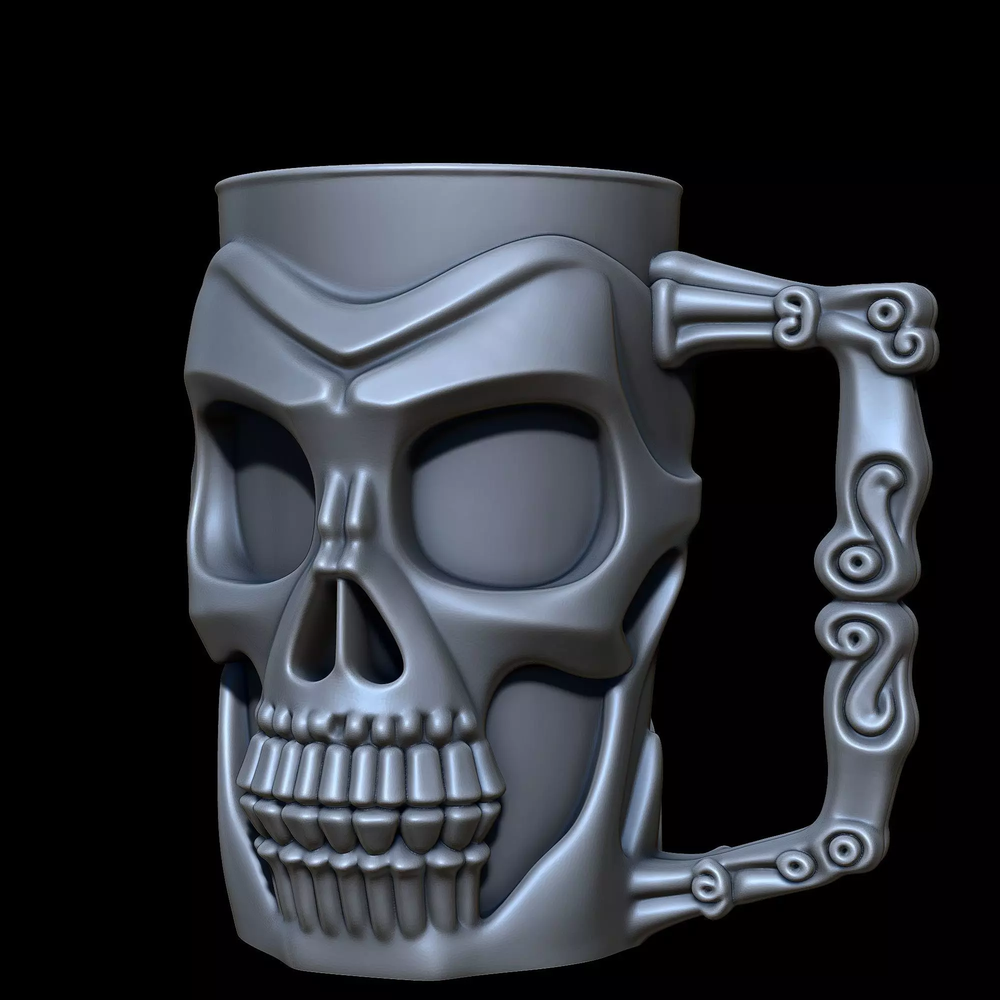 Skull mug 3D print model_3