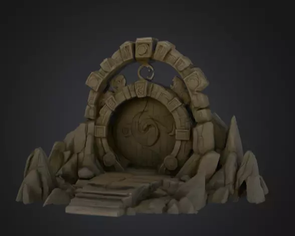 Swirling Dungeon Gate Low-poly 3D model_9