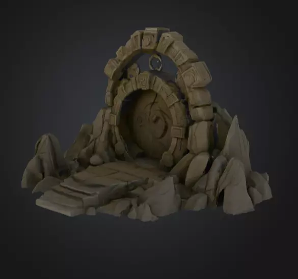 Swirling Dungeon Gate Low-poly 3D model_0