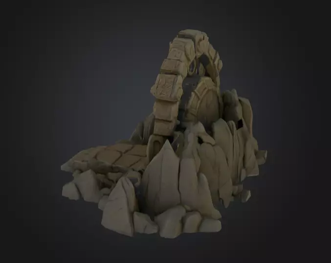 Swirling Dungeon Gate Low-poly 3D model_7