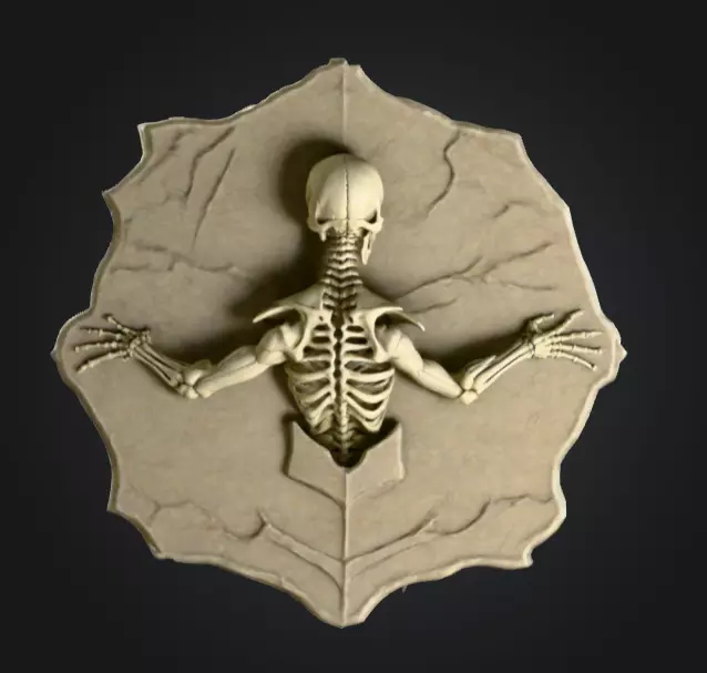 Skeletal Warrior Wall Plaque Low-poly 3D model_4