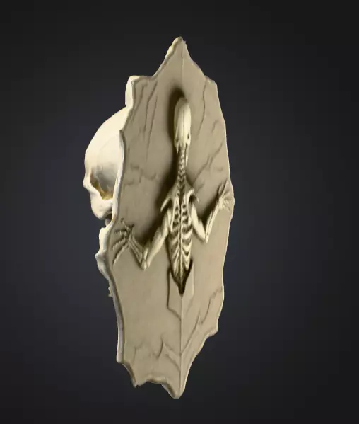Skeletal Warrior Wall Plaque Low-poly 3D model_5
