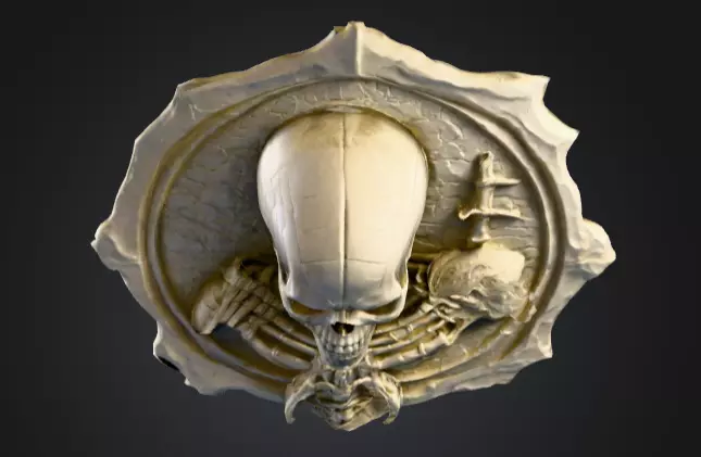 Skeletal Warrior Wall Plaque Low-poly 3D model_8