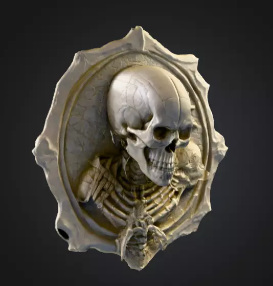 Skeletal Warrior Wall Plaque Low-poly 3D model_1