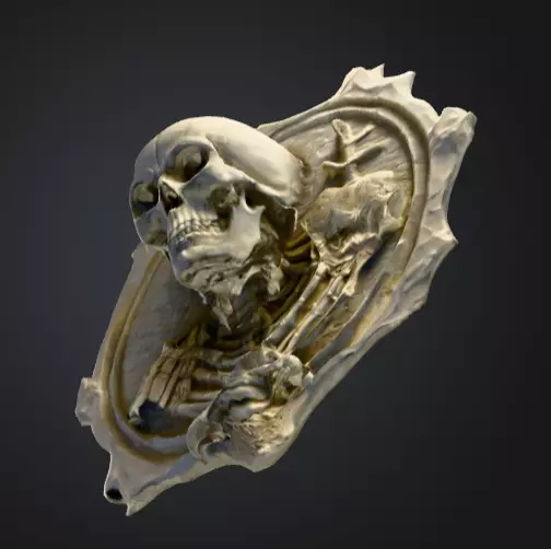 Skeletal Warrior Wall Plaque Low-poly 3D model_14