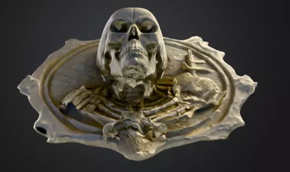 Skeletal Warrior Wall Plaque Low-poly 3D model_12