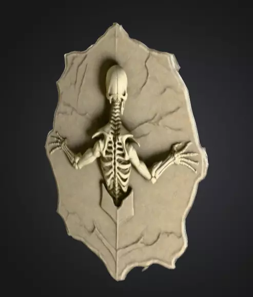 Skeletal Warrior Wall Plaque Low-poly 3D model_3