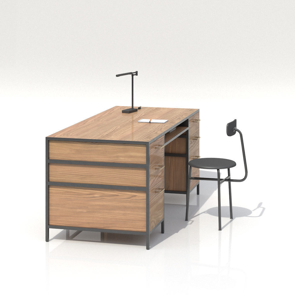 Work Desk Industrial Big 3D model_2