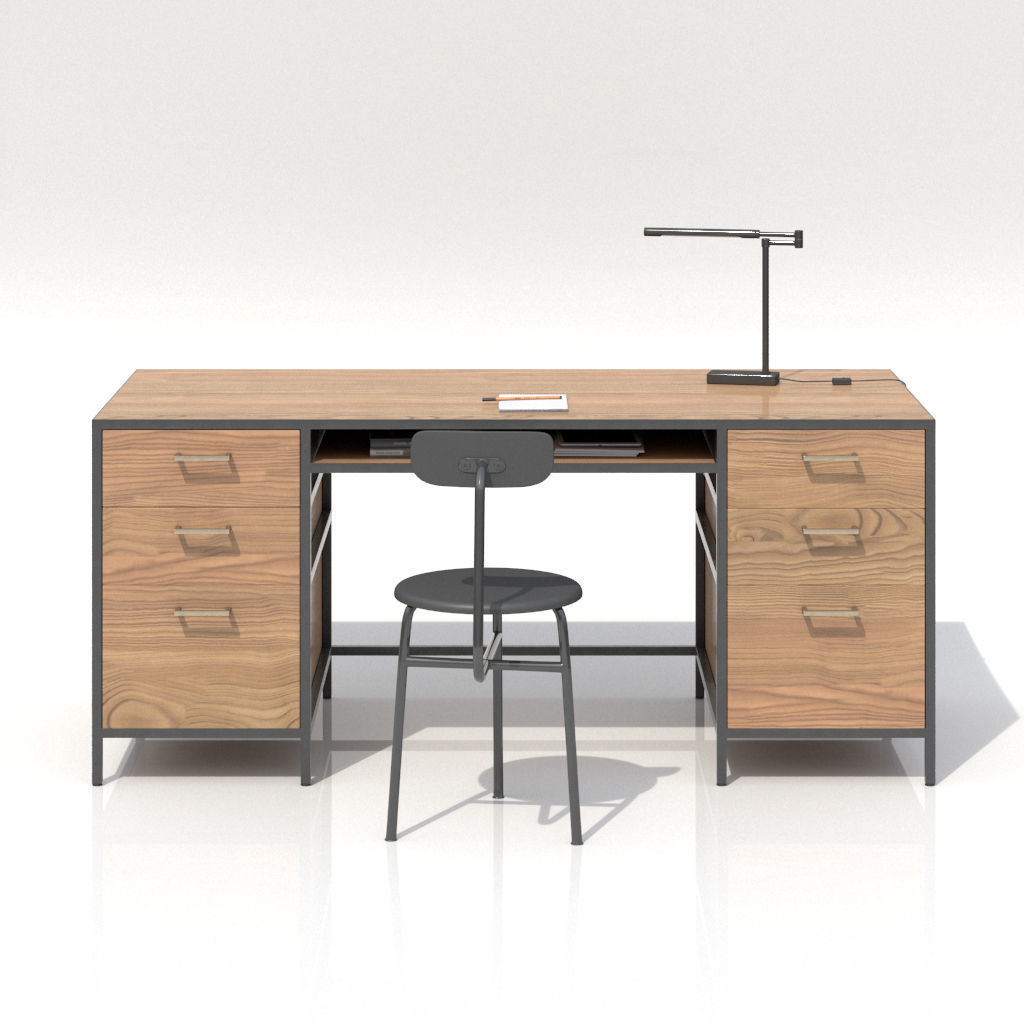 Work Desk Industrial Big 3D model_1