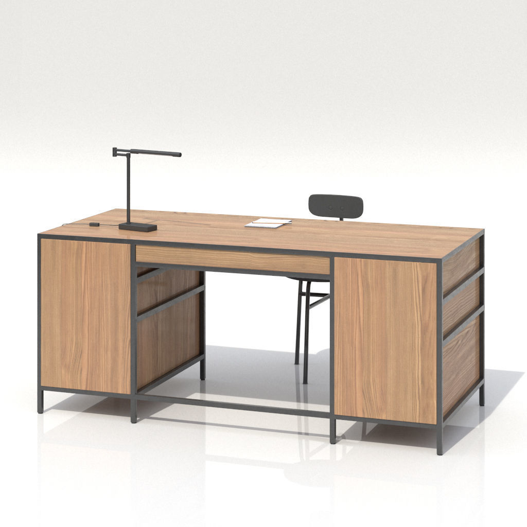 Work Desk Industrial Big 3D model_3