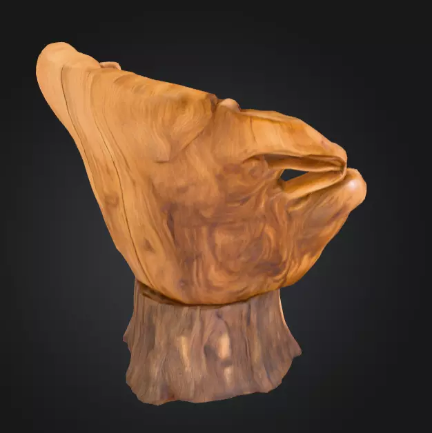 Rustic Tree Chair Low-poly 3D model_3
