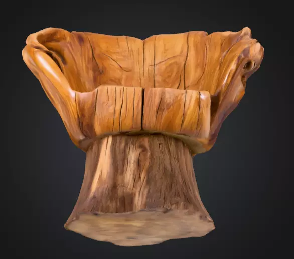 Rustic Tree Chair Low-poly 3D model_17