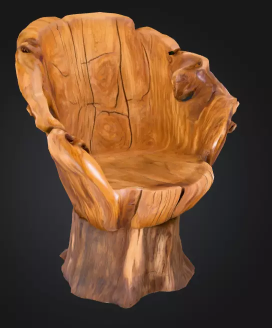 Rustic Tree Chair Low-poly 3D model_1