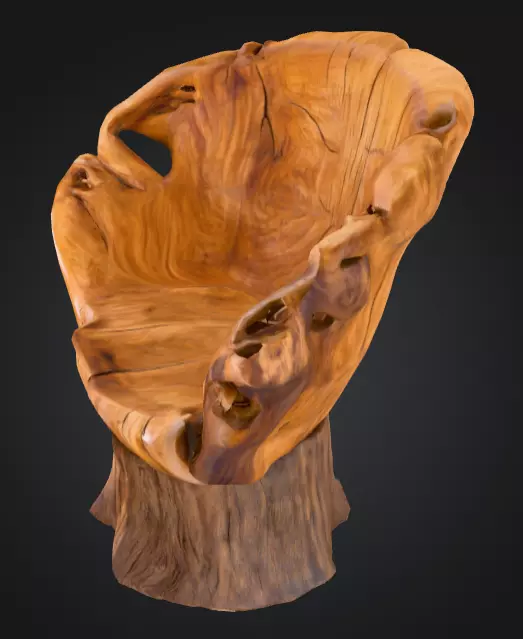 Rustic Tree Chair Low-poly 3D model_6