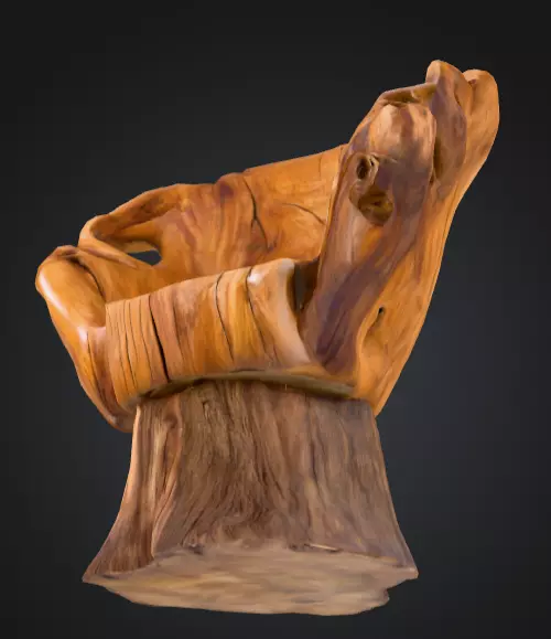 Rustic Tree Chair Low-poly 3D model_18