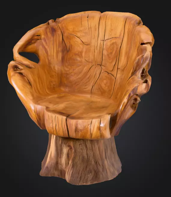 Rustic Tree Chair Low-poly 3D model_7