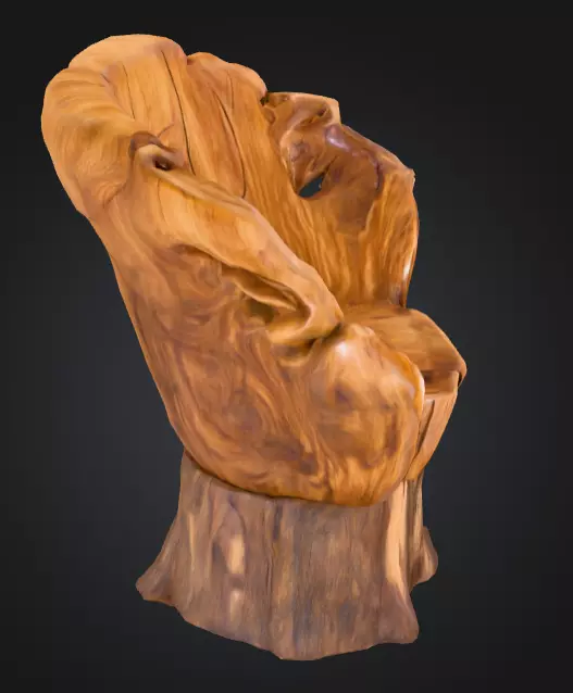 Rustic Tree Chair Low-poly 3D model_2