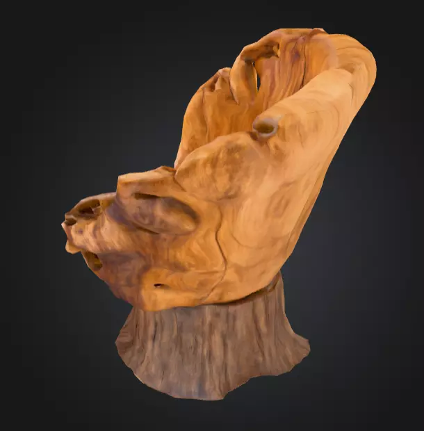 Rustic Tree Chair Low-poly 3D model_5