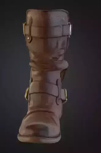 Brown Buckle Boot Low-poly 3D model