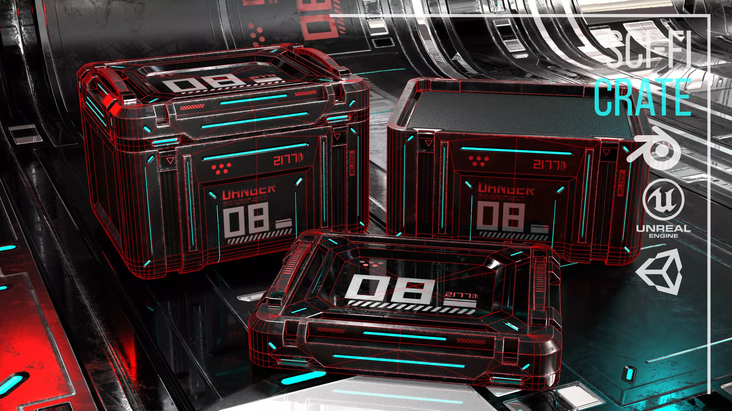 Game ready Crate prop Low-poly 3D model Low-poly 3D model_8