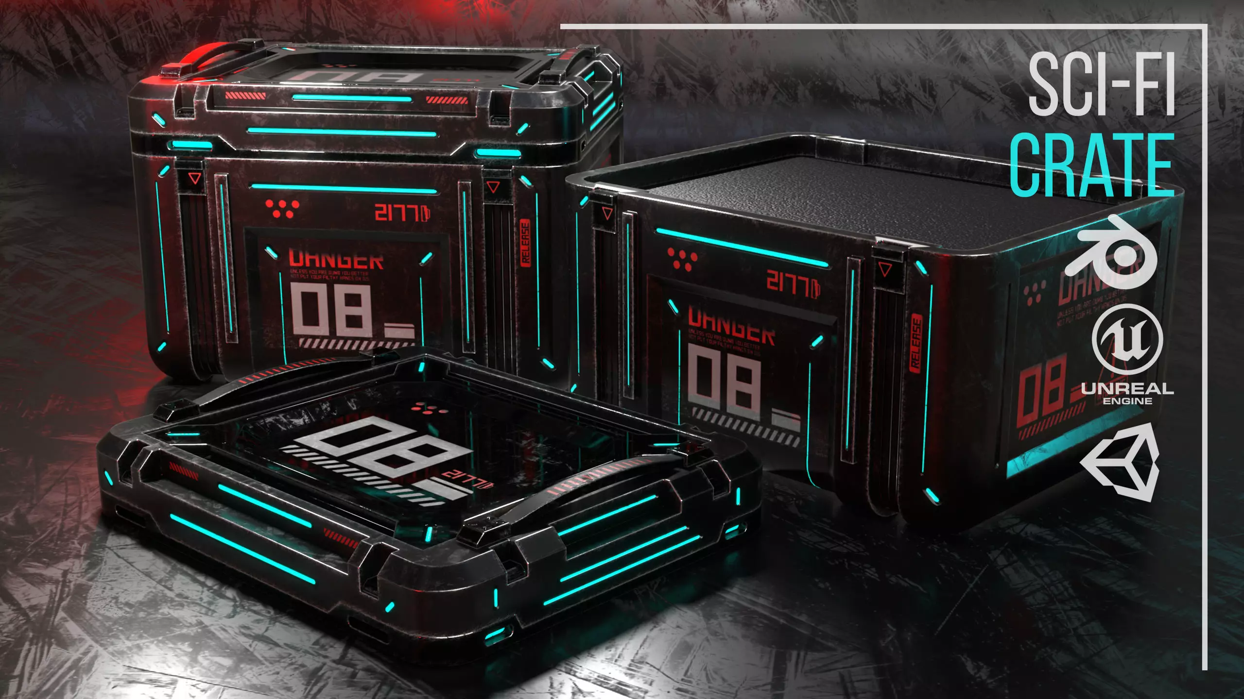 Game ready Crate prop Low-poly 3D model Low-poly 3D model_3