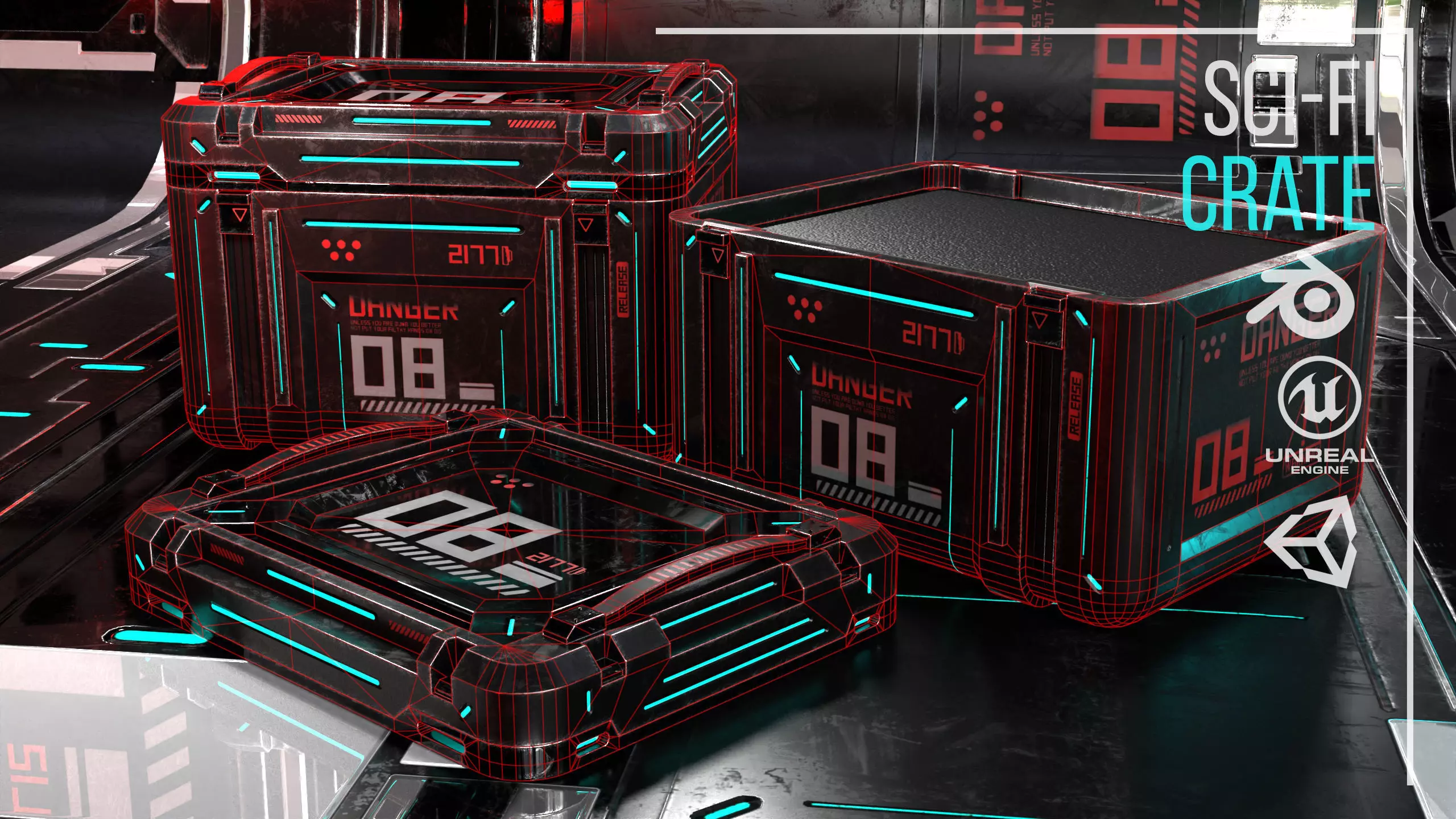 Game ready Crate prop Low-poly 3D model Low-poly 3D model_9