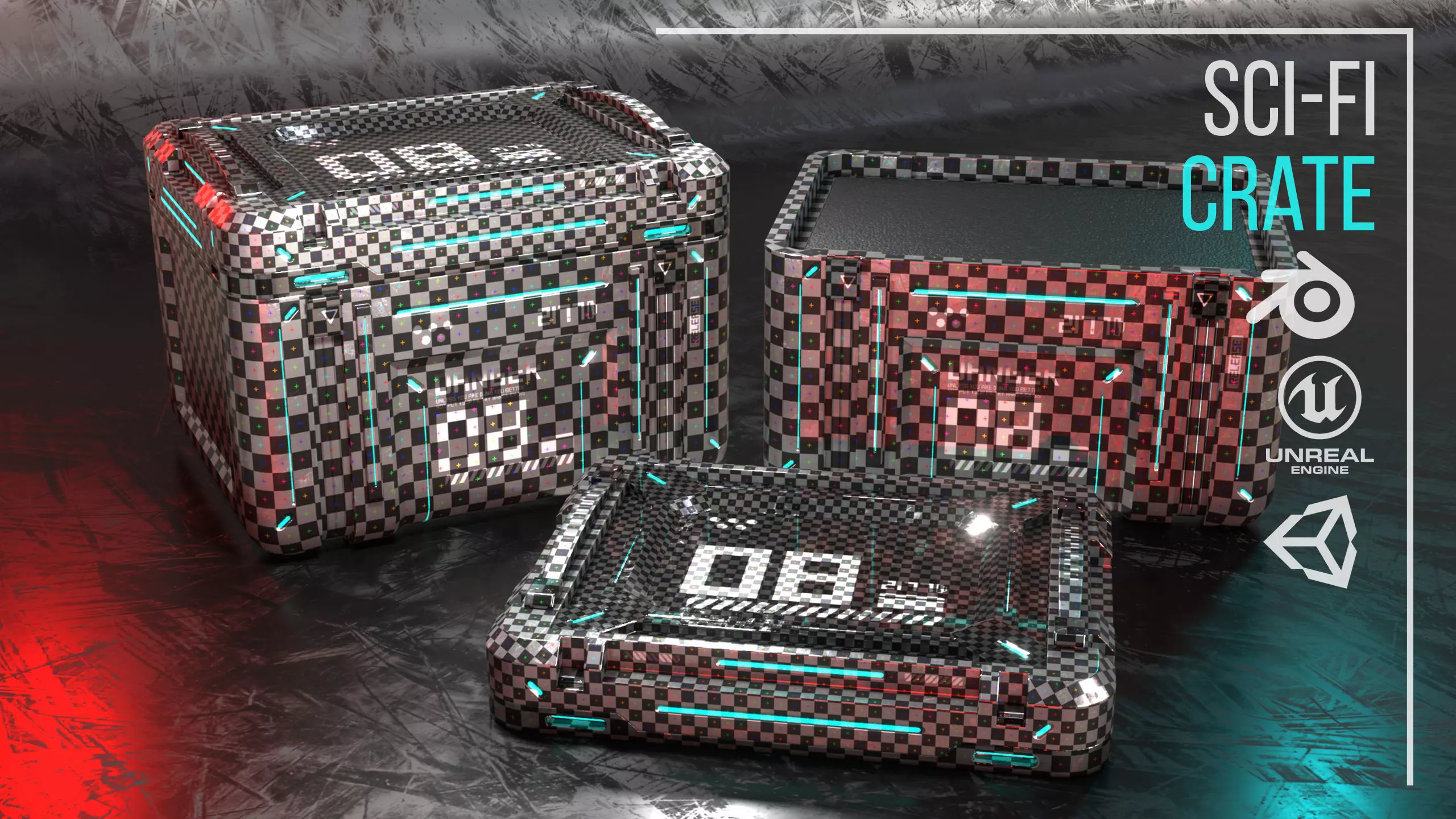 Game ready Crate prop Low-poly 3D model Low-poly 3D model_6