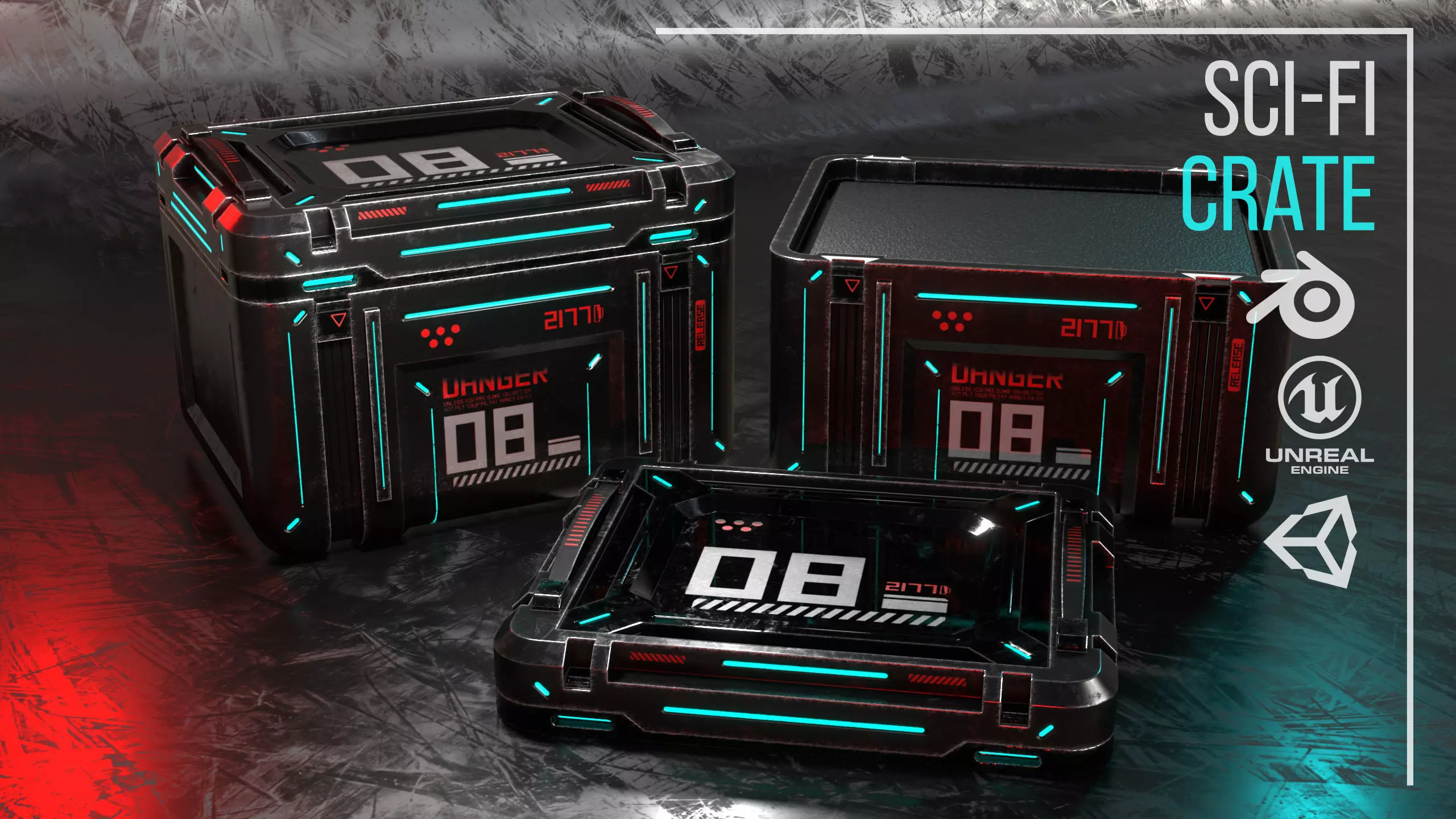 Game ready Crate prop Low-poly 3D model Low-poly 3D model_2