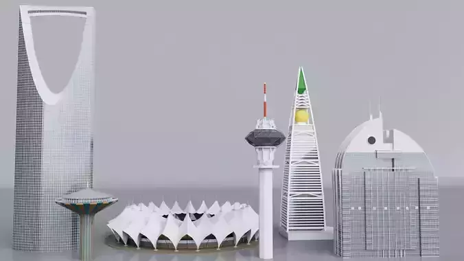 Riyadh Skyscrapers Collection Low-poly 3D model