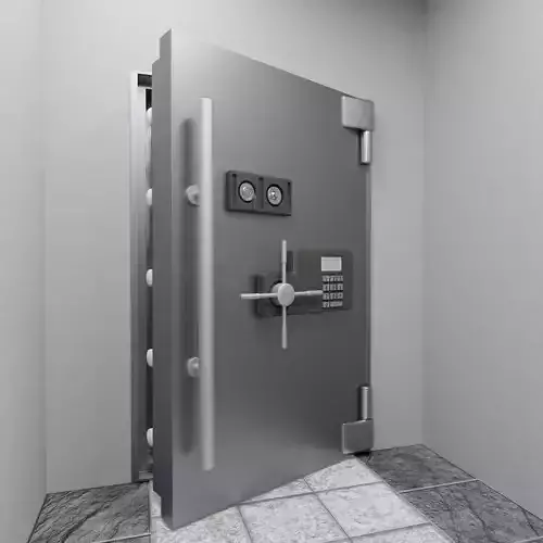Safe Vault Door and Metal Security Door with Interior Scene