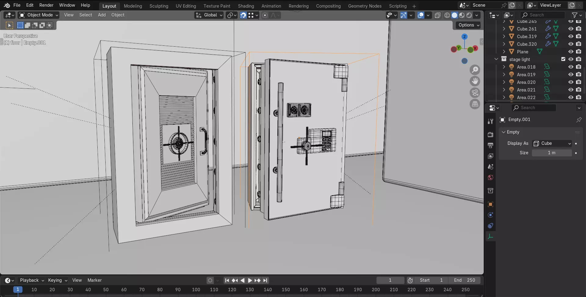 Safe Vault Door and Metal Security Door with Interior Scene 3D model_10