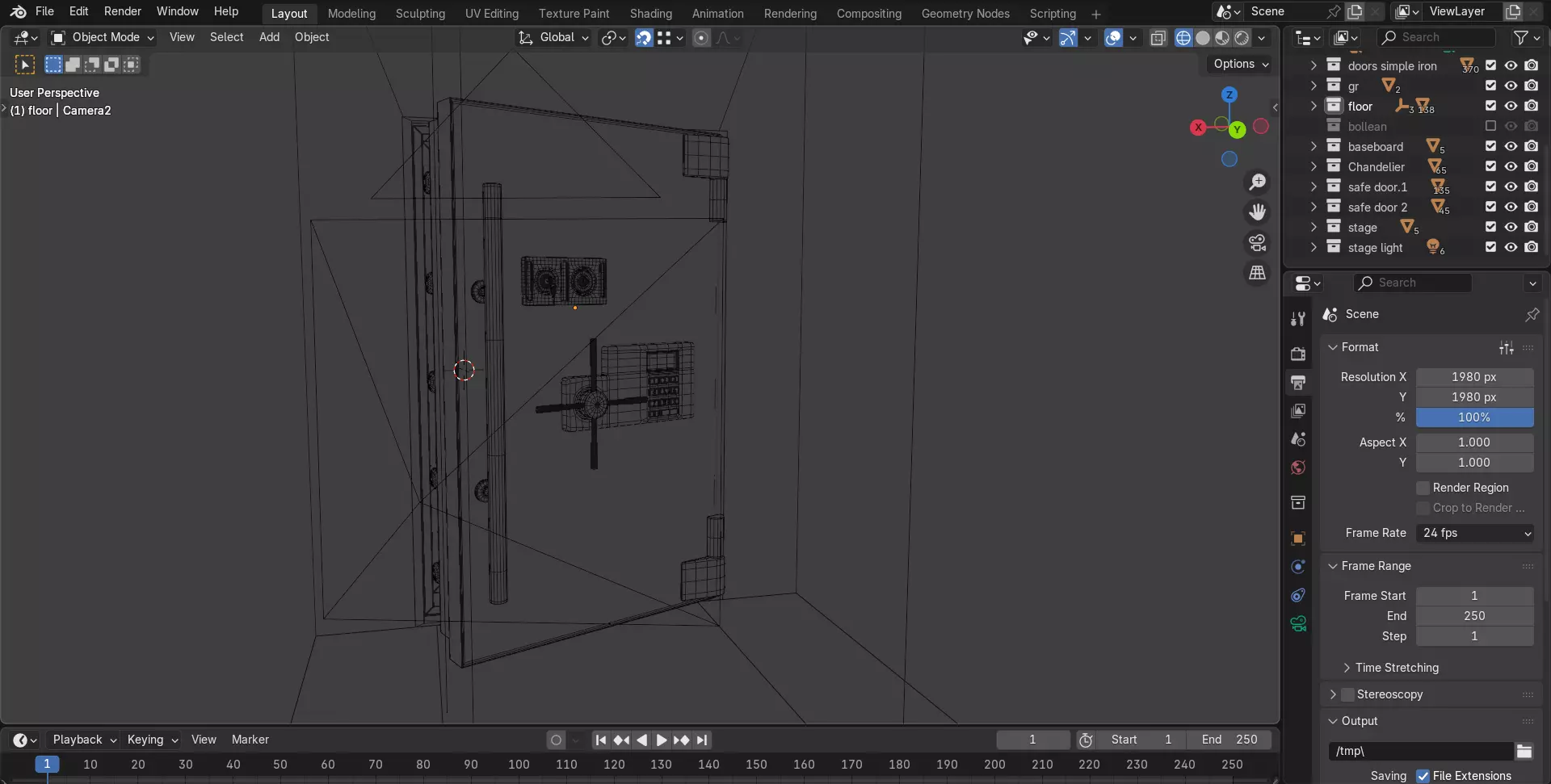 Safe Vault Door and Metal Security Door with Interior Scene 3D model_5