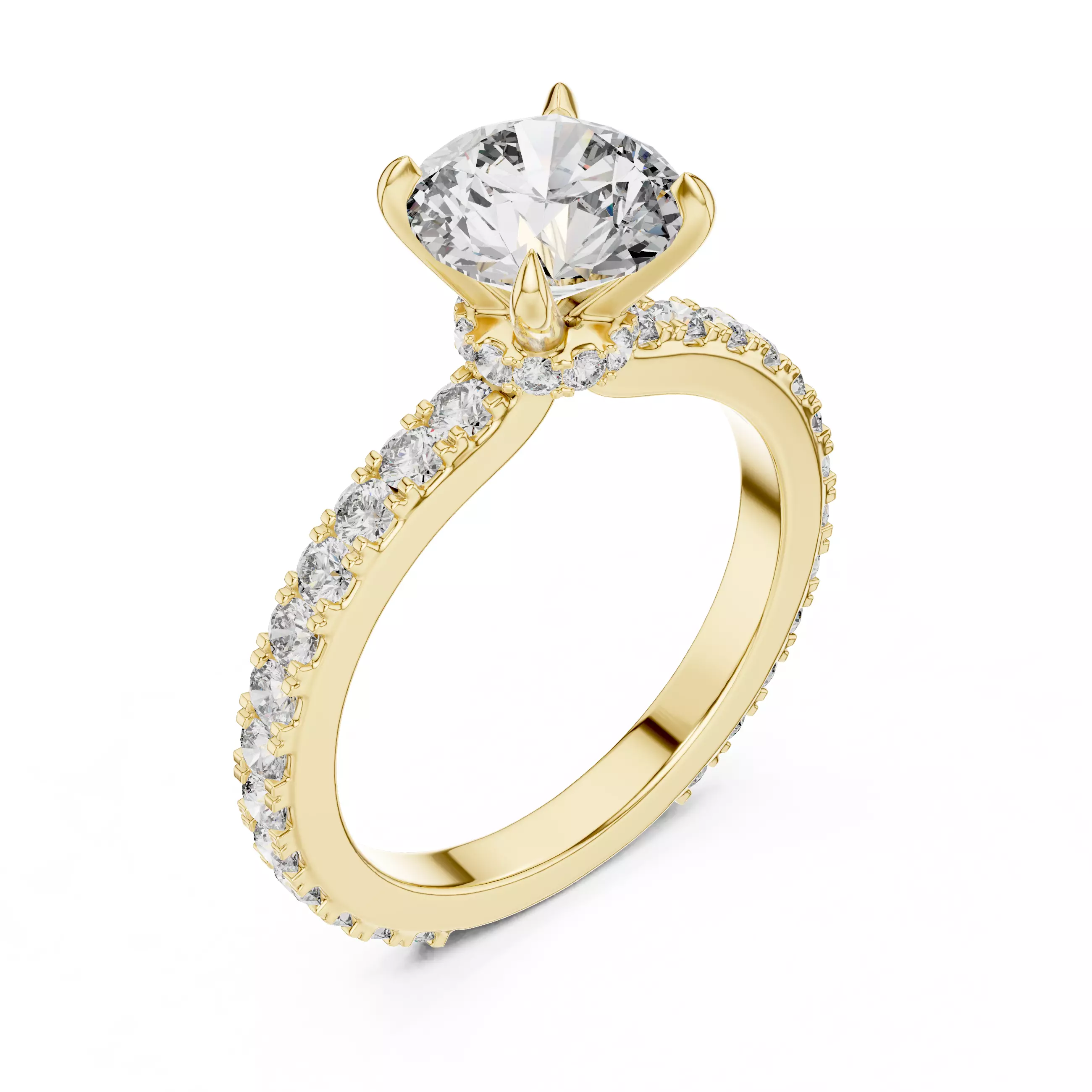 1ct Round Cut Hidden Halo Engagement Wedding Ring 3DM STL Video 3D print model_7