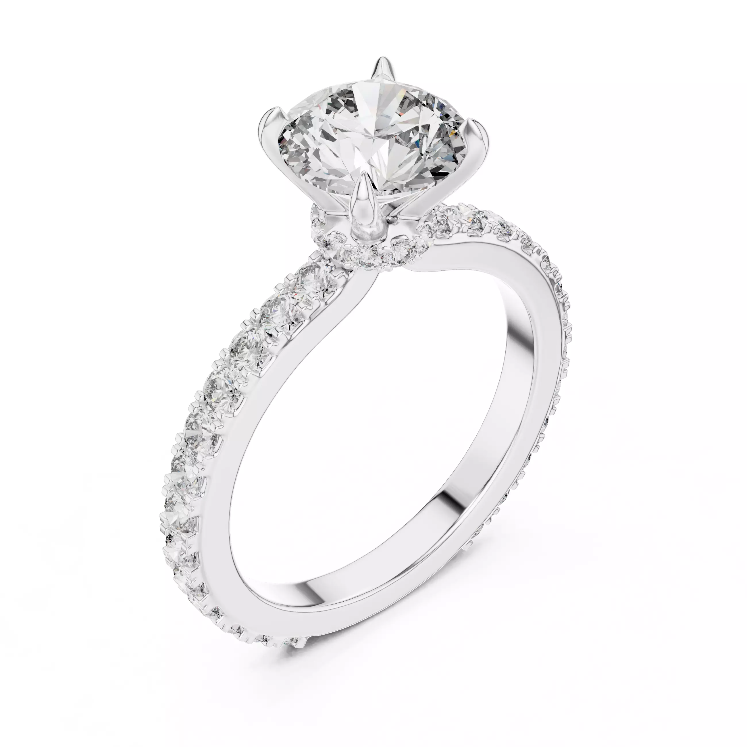 1ct Round Cut Hidden Halo Engagement Wedding Ring 3DM STL Video 3D print model_10