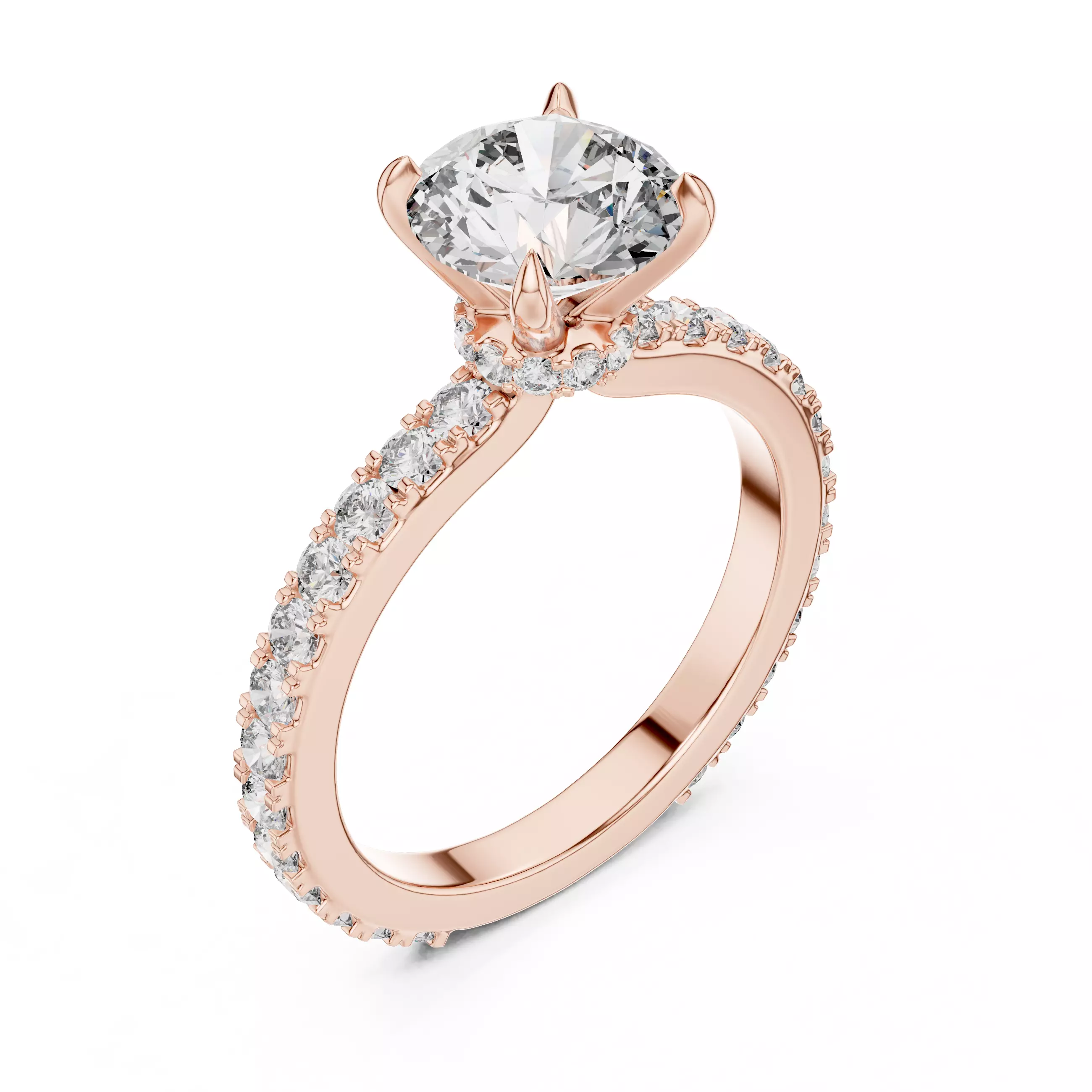 1ct Round Cut Hidden Halo Engagement Wedding Ring 3DM STL Video 3D print model_4