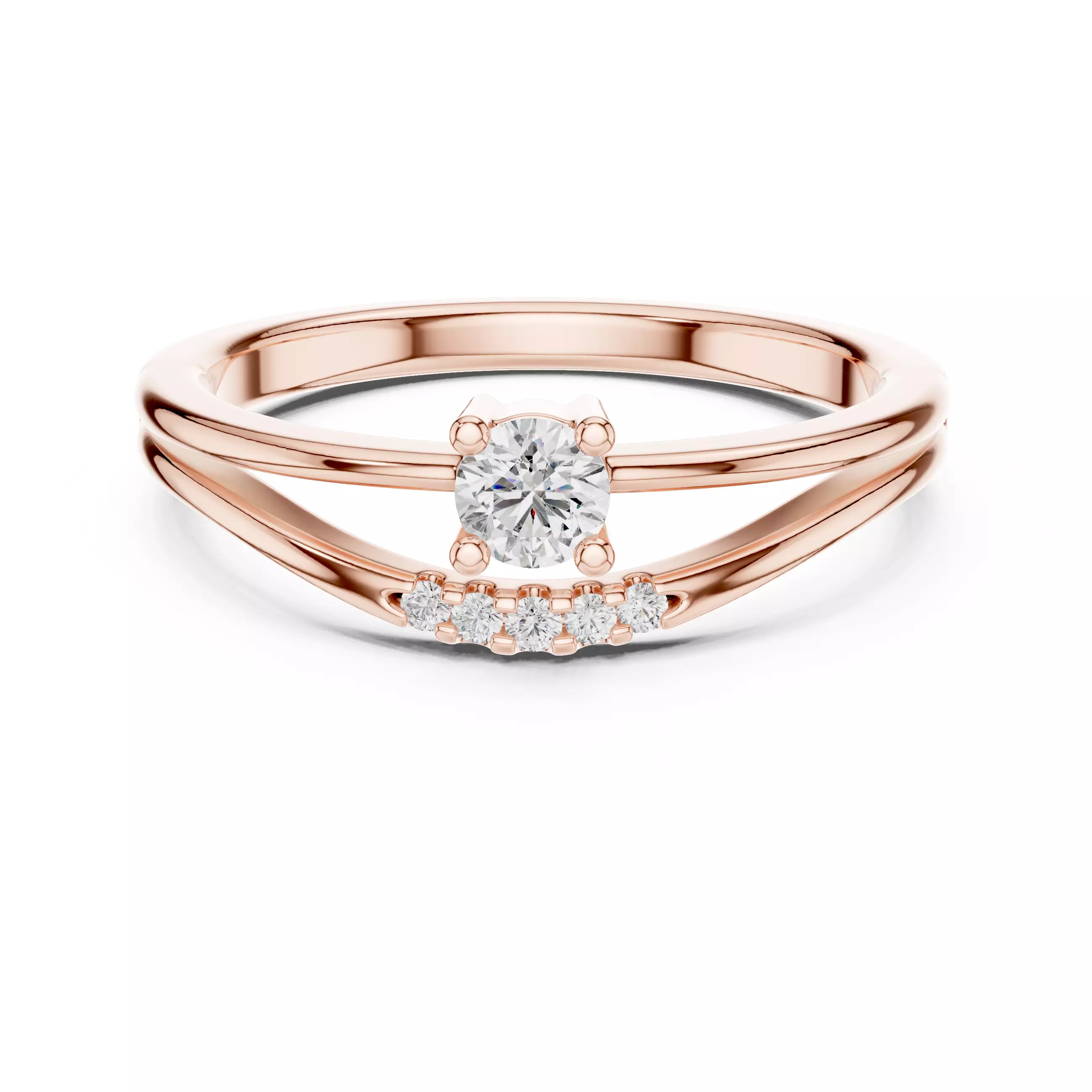 Split Shank Round Diamond Engagement Wedding Ring 3DM STL Video 3D print model