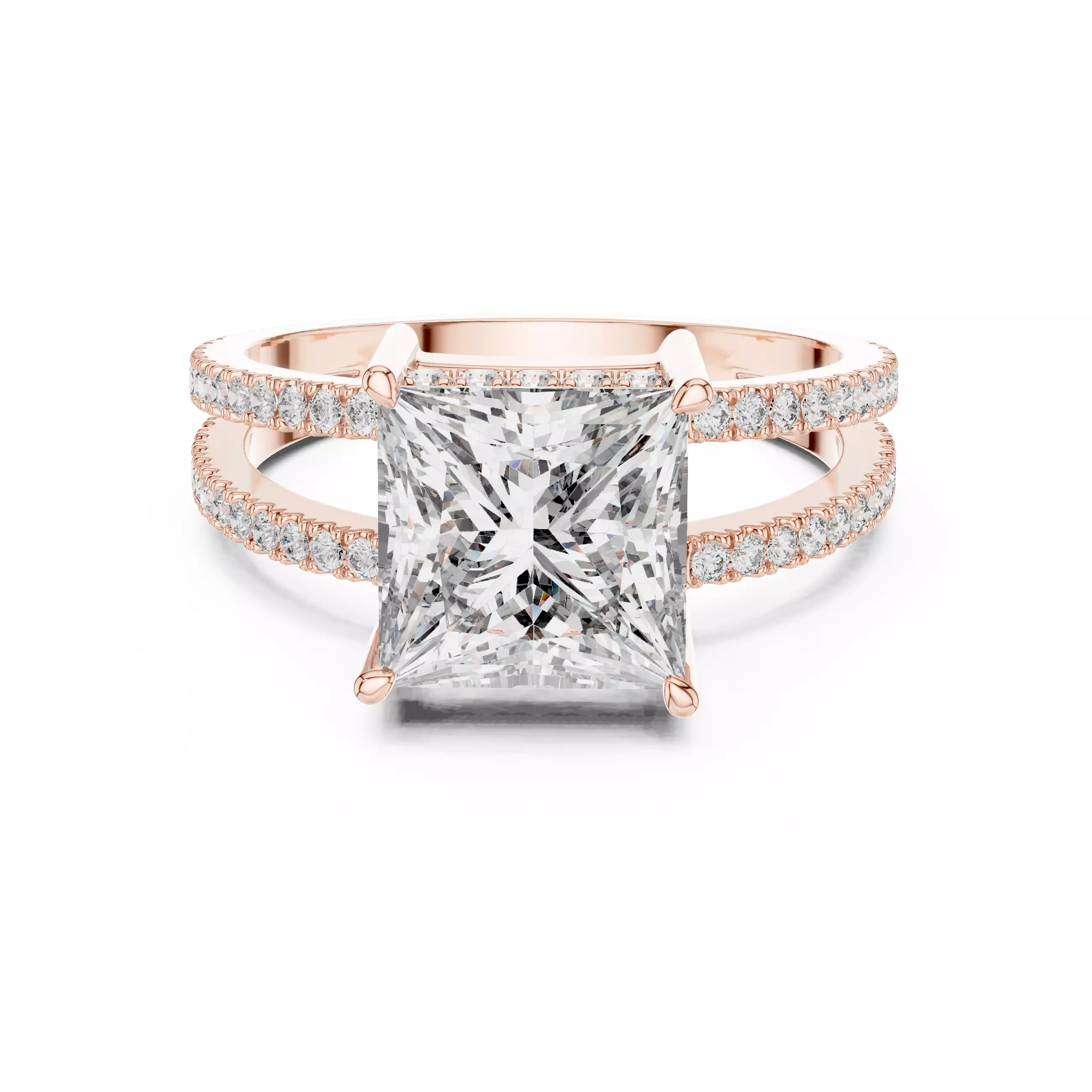 Split Shank Princess Cut Hidden Halo Wedding Ring 3DM STL Video 3D print model