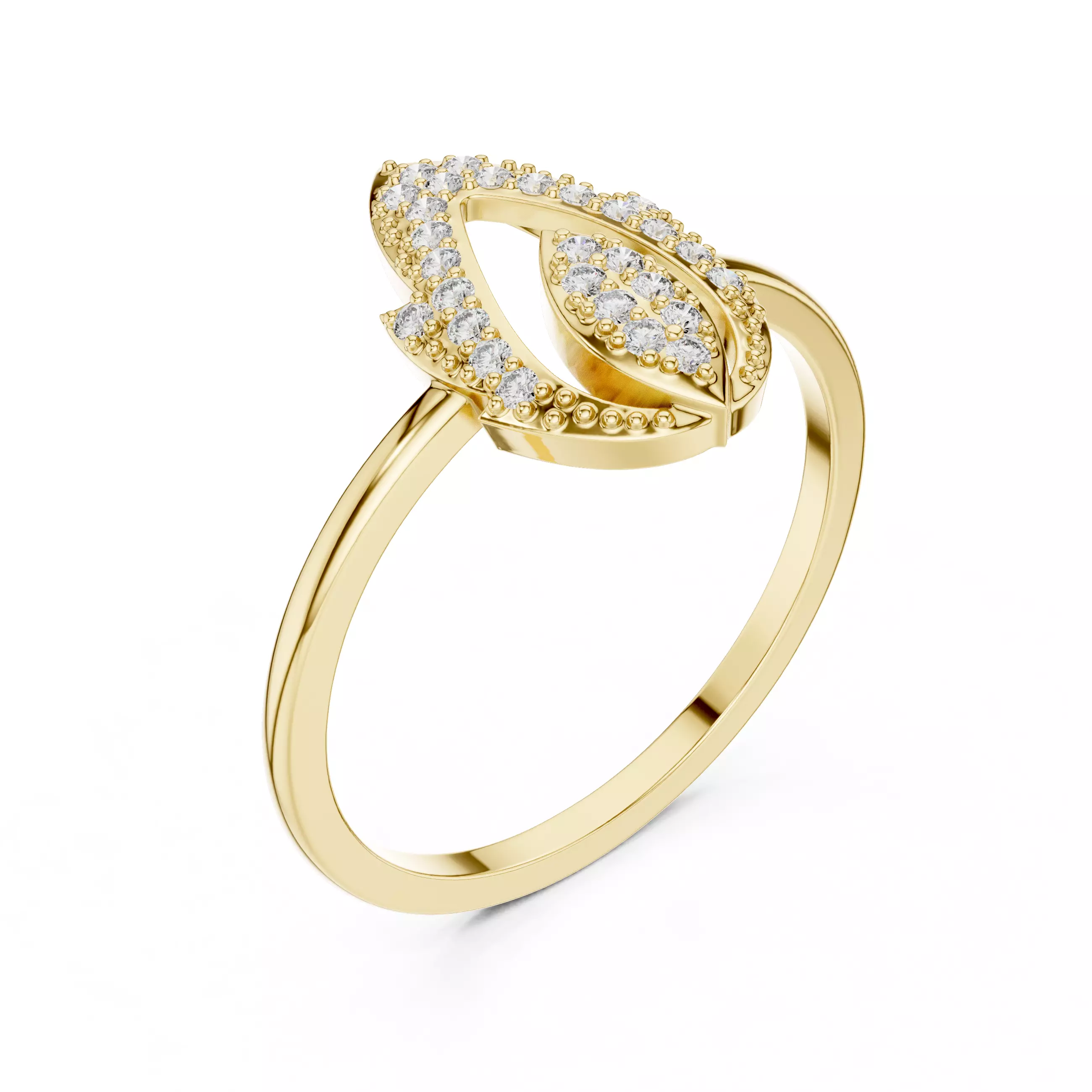 Round Cut Diamond Pear Shape Engagement Woman Ring 3DM STL Video 3D print model_7