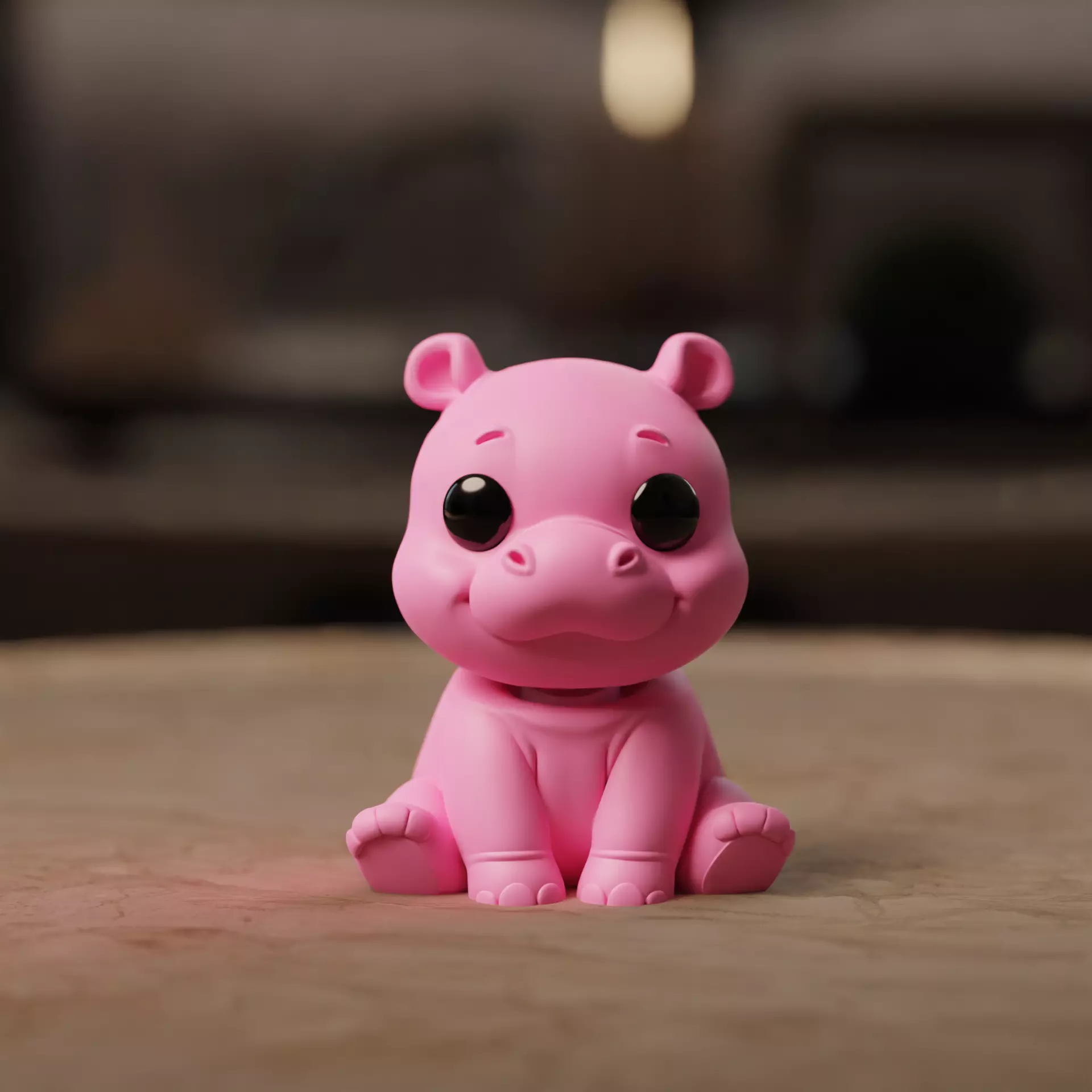 Flexi Chibi Hippo KEYCHAIN STL 3D print model