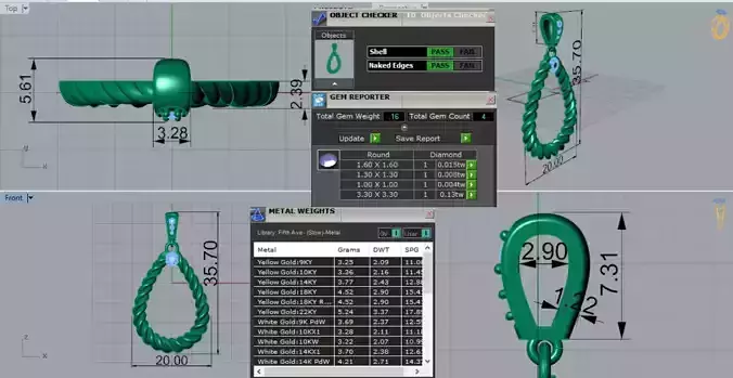Yellow Gold Drop STL 3DM Pendant with Diamonds Model jp0115