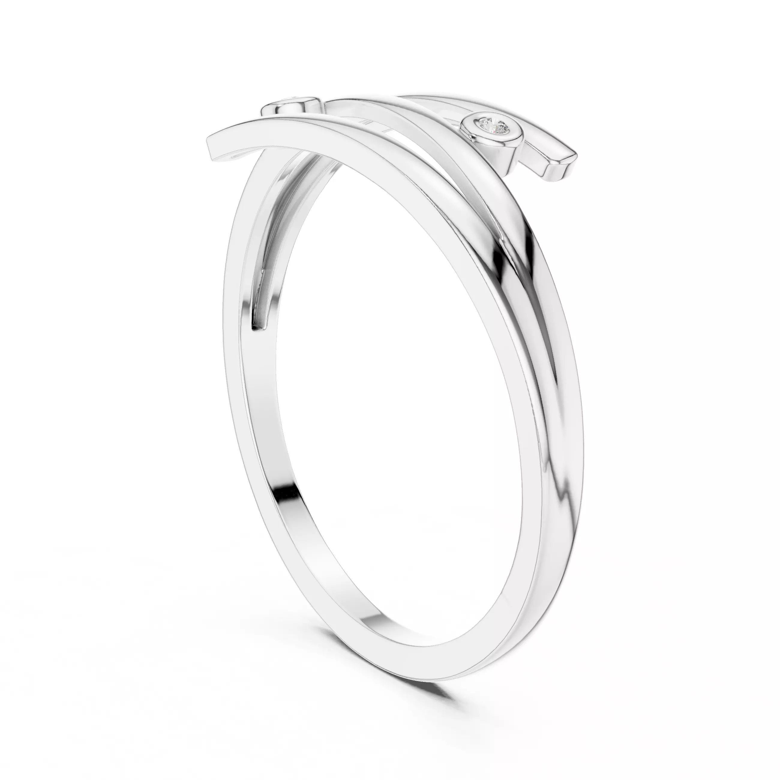 Round Cut Bezel Set Bypass Split Shank Wedding Ring 3DMSTL Video 3D print model_9