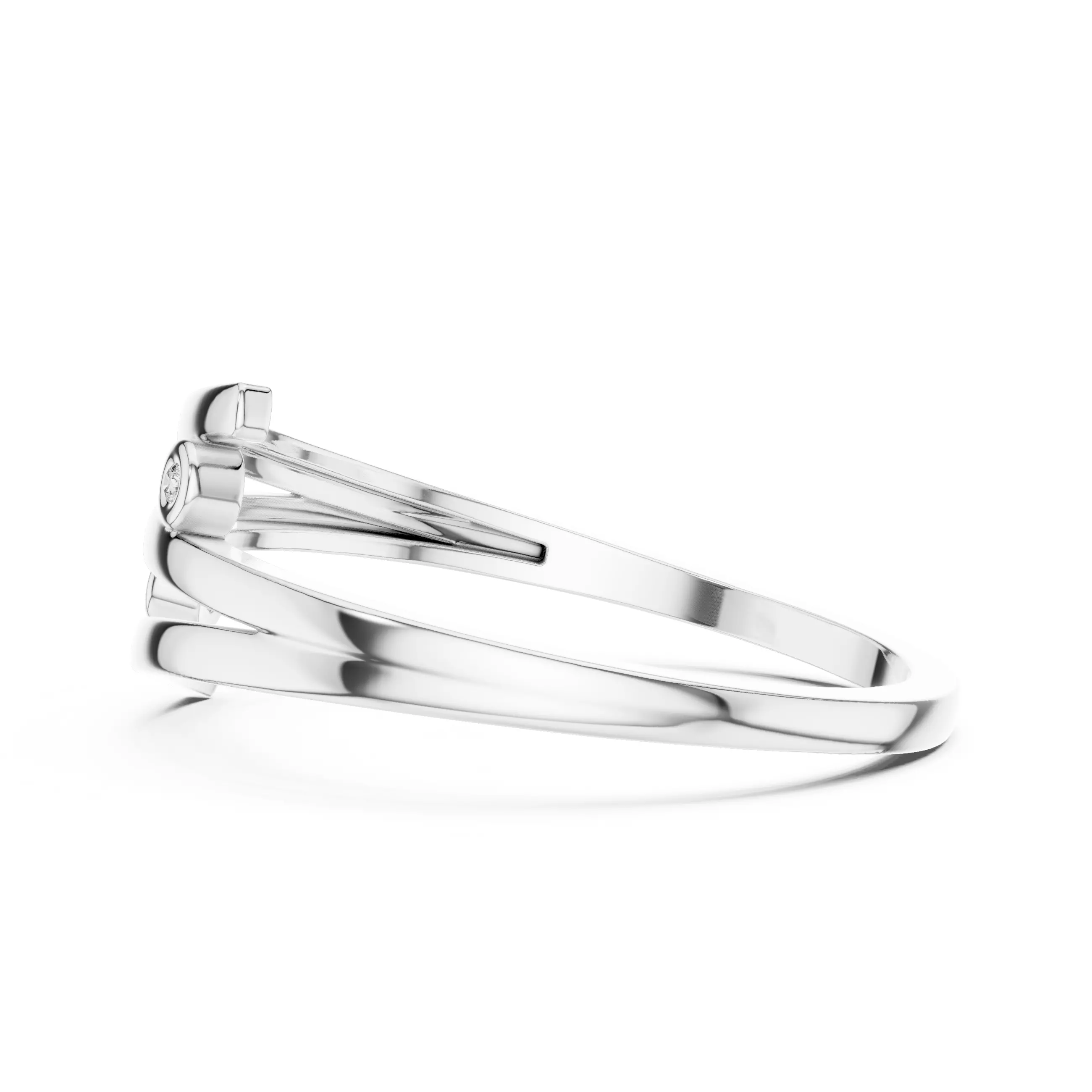 Round Cut Bezel Set Bypass Split Shank Wedding Ring 3DMSTL Video 3D print model_11