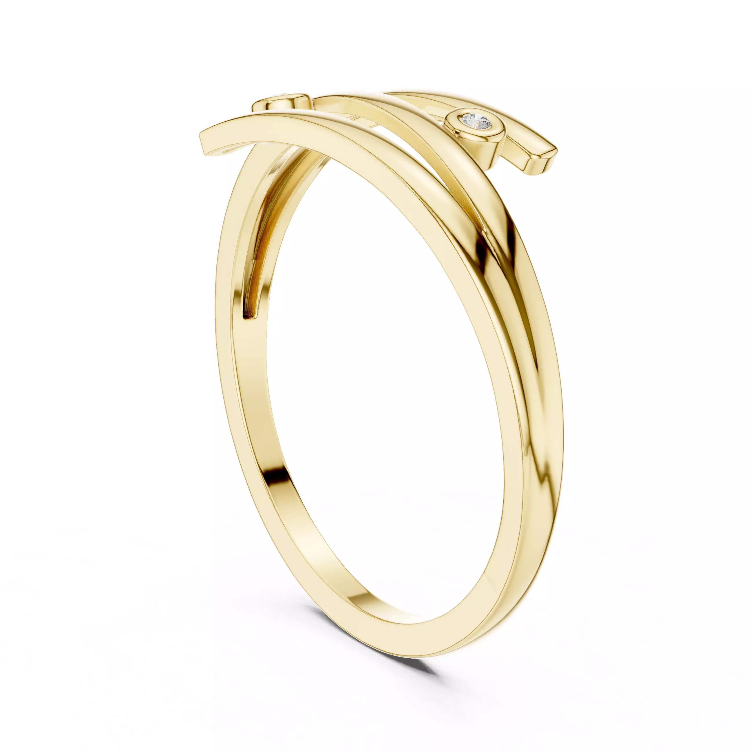 Round Cut Bezel Set Bypass Split Shank Wedding Ring 3DMSTL Video 3D print model_6